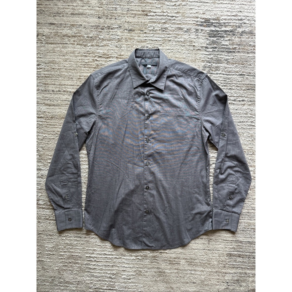 John Varvatos Men Gray Chambray Long Sleeve Button-Up Shirt Sz S W375N2 35RB